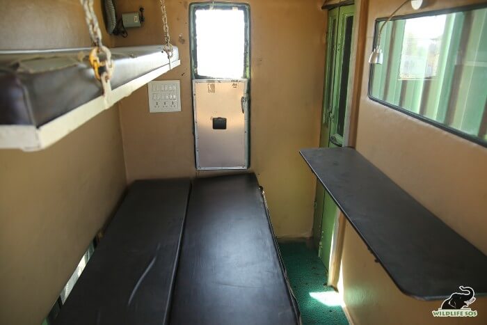 The veterinary cabin also has sleeping arrangements for the rescue staff to rest