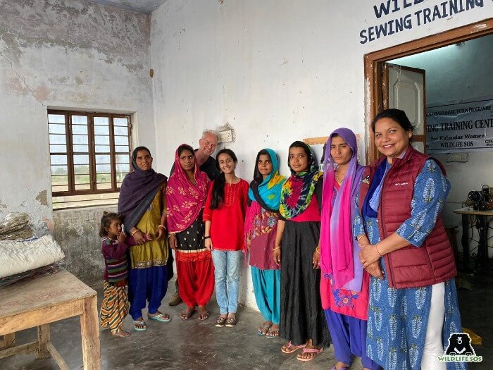 Rakhee, at one of the training centres in Rajasthan, with the members of the team.