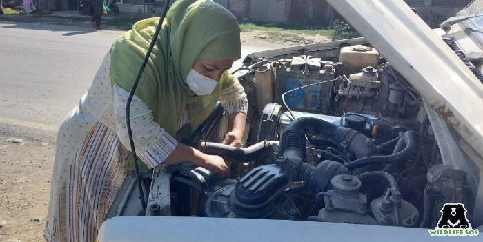 Aaliya Mir expertly rescues a Rat snake from a car engine in Kashmir 