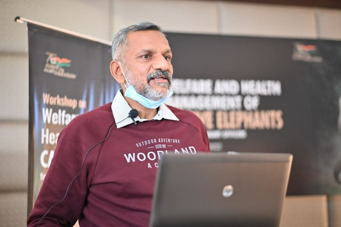 In the workshop, Dr. N.S. Manoharan (Additional Director (retd) Veterinary Services, Tamil Nadu) presented on Understanding Mahouts, Their Welfare And Occupational Hazards 