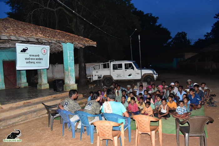 Conducting training sessions with village youth to equip them with the right skills for human-elephant conflict. [Photo (c) Wildlife SOS]