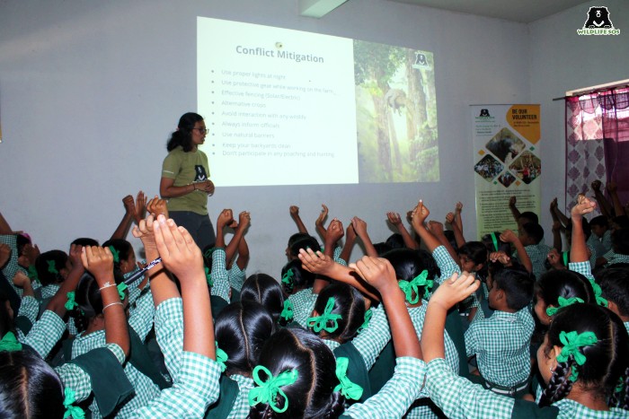 Sloth bear awareness session session conducted with Shubhodaya Primary School, Gudekote. [Photo (c) Wildlife SOS]