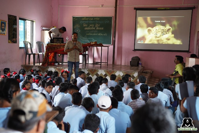 Education and awareness session with school students on leopard conservation