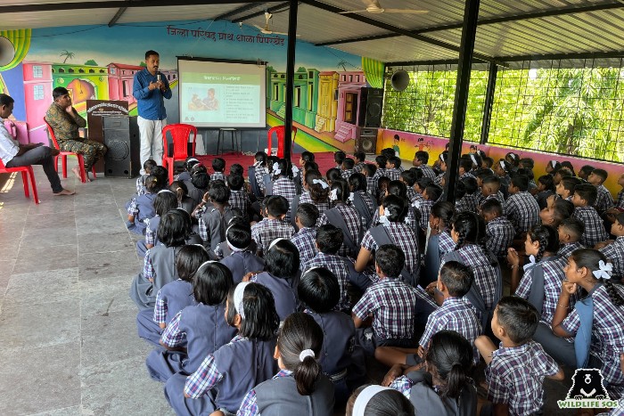 Education and awareness session with school students on wildlife conservation
