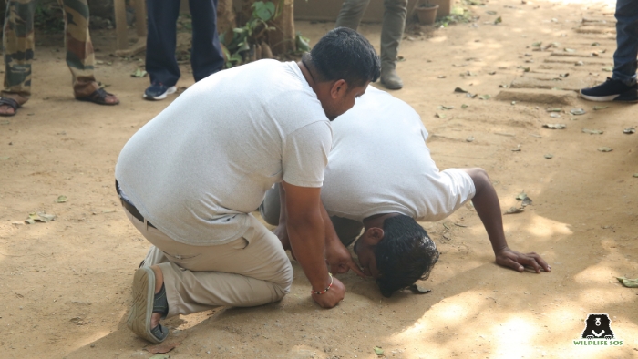 The caregivers took turns to assume the roles of the bear and trainer to get a sensitive insight into the workings of a bear's mind when they undergo training sessions.